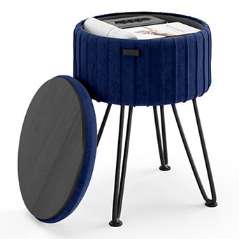 StorageBud Pleated Velvet Storage Ottoman