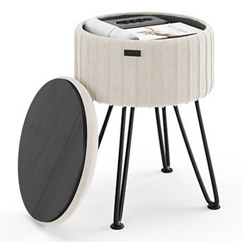 StorageBud Pleated Velvet Storage Ottoman