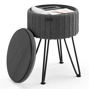 StorageBud Pleated Velvet Storage Ottoman