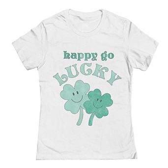 Junior's Grayson Threads The Label Happy Go Lucky Shamrock St. Patrick's Day Graphic Tee