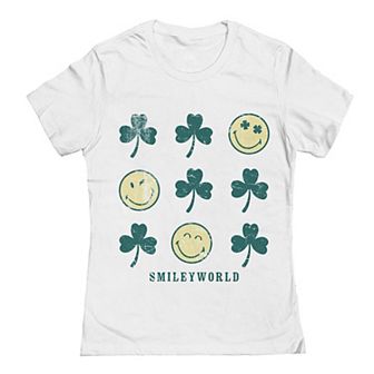 Junior's Grayson Threads The Label Smiley world St. Patrick's Day Graphic Tee