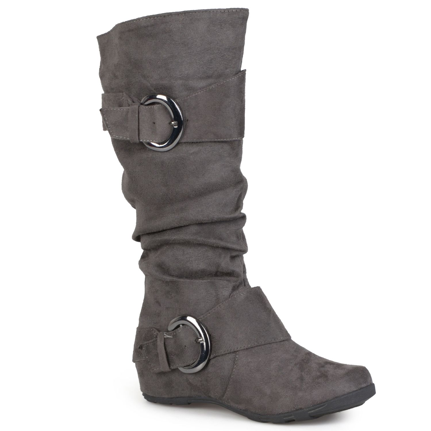 Womens Grey Wide Calf Boots - Shoes 