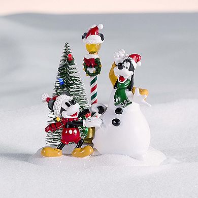 Disney's Mickey Mouse & Goofy LED Snowman Village Accessory Table Decor by St. Nicholas Square®