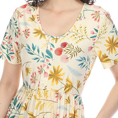 Women's Floral Tiered Midi Dress with Pockets