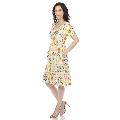 Women's Floral Tiered Midi Dress with Pockets