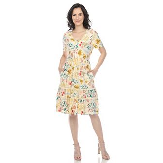 Women's Floral Tiered Midi Dress with Pockets