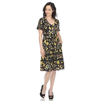 Women's Floral Tiered Midi Dress with Pockets