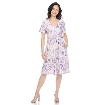 Women's Floral Tiered Midi Dress with Pockets