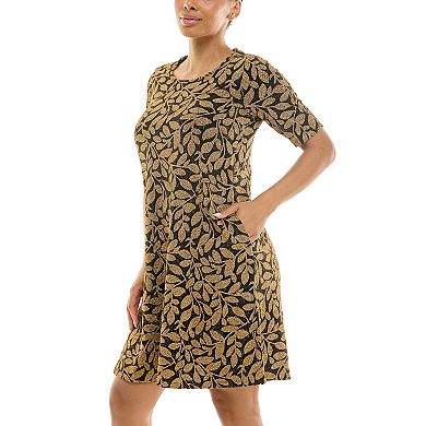 Women's Nina Leonard Print Trapeze Pocket Dress