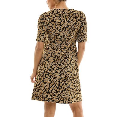Women's Nina Leonard Print Trapeze Pocket Dress