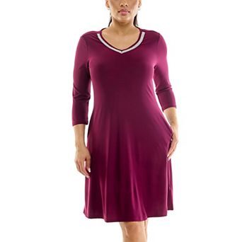 Women's Nina Leonard Necklace Trim Pocket Dress