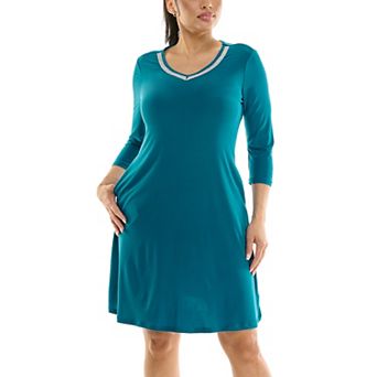 Women's Nina Leonard Necklace Trim Pocket Dress