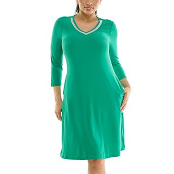 Women's Nina Leonard Necklace Trim Pocket Dress