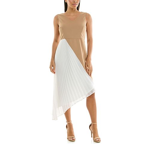 Женские платья Nina Leonard Women's Nina Leonard Asymmetrical Pleated Chiffon Dress