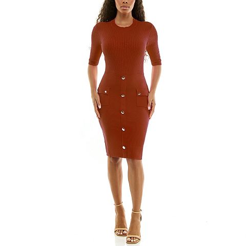 Женские платья Nina Leonard Women's Nina Leonard Crewneck Sweater Dress