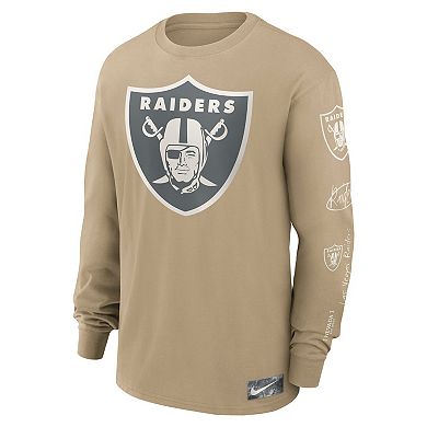 Men's Nike Tan Las Vegas Raiders Essential Statement Max90 Long Sleeve T-Shirt