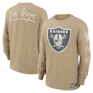 Men's Nike Tan Las Vegas Raiders Essential Statement Max90 Long Sleeve T-Shirt