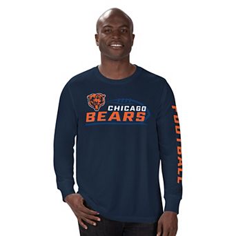 Men's Starter Navy Chicago Bears Half Time Long Sleeve T-Shirt
