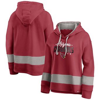 Women's Fanatics Cardinal/Gray Arizona Cardinals Huddle Up Fundamental Fleece Color Block Pullover Hoodie