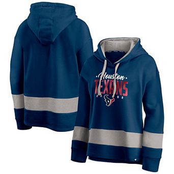 Women's Fanatics Navy/Gray Houston Texans Huddle Up Fundamental Fleece Color Block Pullover Hoodie