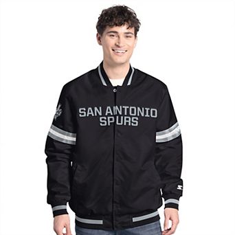 Men's Starter Black/Silver San Antonio Spurs Scout Full Snap Varsity Jacket