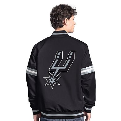Men's Starter Black/Silver San Antonio Spurs Scout Full Snap Varsity Jacket