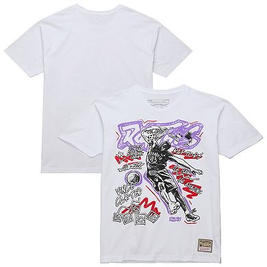 Men's Mitchell & Ness Vince Carter White Toronto Raptors Hardwood Classics Chalked Up T-Shirt