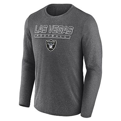 Men's Fanatics Heather Charcoal Las Vegas Raiders Fundamentals Long Sleeve T-Shirt
