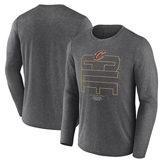 Men's Fanatics Heather Charcoal Cleveland Cavaliers Game Point Long Sleeve T-Shirt
