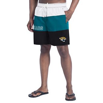 Men's G-III Sports by Carl Banks Black/Teal Jacksonville Jaguars Sunrise Volley Swim Shorts