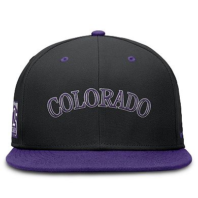Men's Nike Black/Purple Colorado Rockies 25th Anniversary True Primetime Two-Tone Performance Fitted Hat