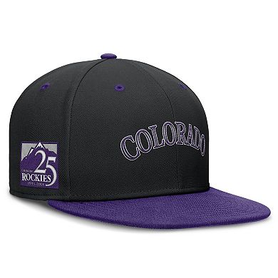 Men's Nike Black/Purple Colorado Rockies 25th Anniversary True Primetime Two-Tone Performance Fitted Hat