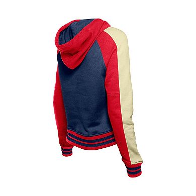 Women's New Era Navy Atlanta Braves Cooperstown Collection Cropped Raglan Pullover Hoodie
