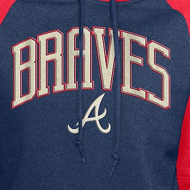 Women's New Era Navy Atlanta Braves Cooperstown Collection Cropped Raglan Pullover Hoodie