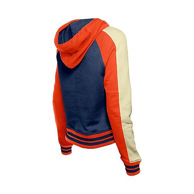 Women's New Era Navy Houston Astros Cooperstown Collection Cropped Raglan Pullover Hoodie