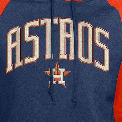 Women's New Era Navy Houston Astros Cooperstown Collection Cropped Raglan Pullover Hoodie