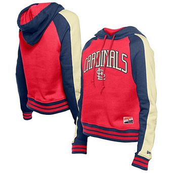 Women's New Era Red St. Louis Cardinals Cooperstown Collection Cropped Raglan Pullover Hoodie