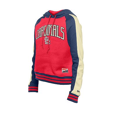 Women's New Era Red St. Louis Cardinals Cooperstown Collection Cropped Raglan Pullover Hoodie