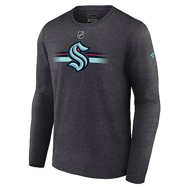 Men's Fanatics Heather Charcoal Seattle Kraken Authentic Pro Secondary Long Sleeve T-Shirt