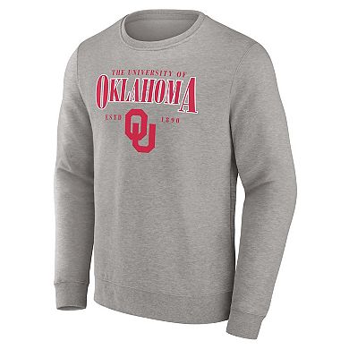 Men's Fanatics Gray Oklahoma Sooners True Classics Act Fast Fleece Pullover Sweatshirt
