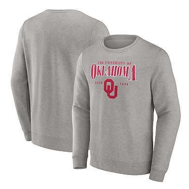 Men's Fanatics Gray Oklahoma Sooners True Classics Act Fast Fleece Pullover Sweatshirt