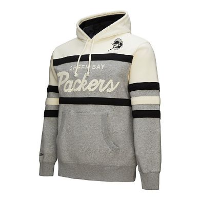 Men's Mitchell & Ness Heather Gray Green Bay Packers Head Coach Vintage Logo Pullover Hoodie