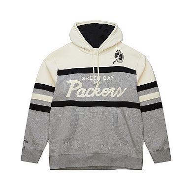 Men's Mitchell & Ness Heather Gray Green Bay Packers Head Coach Vintage Logo Pullover Hoodie