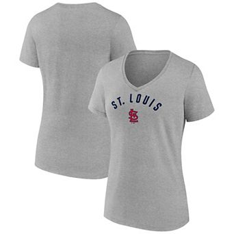 Women's Fanatics Gray St. Louis Cardinals V-Neck T-Shirt