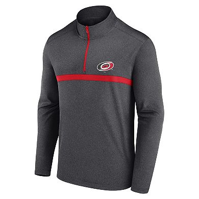 Men's Heather Charcoal Carolina Hurricanes Head-to-Head Raglan Quarter-Zip Top
