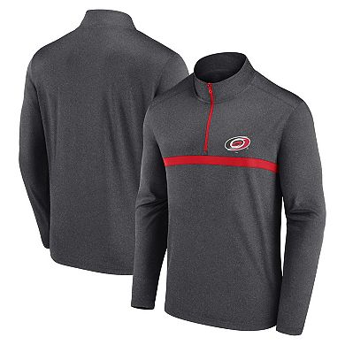 Men's Heather Charcoal Carolina Hurricanes Head-to-Head Raglan Quarter-Zip Top