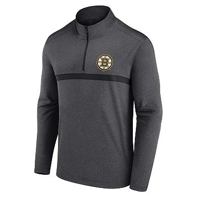 Men's Heather Charcoal Boston Bruins Head-to-Head Raglan Quarter-Zip Top