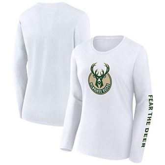 Women's Fanatics White Milwaukee Bucks Long Sleeve T-Shirt