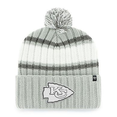 Men's '47 Gray Kansas City Chiefs Domestic Plateau Cuffed Knit Hat with Pom