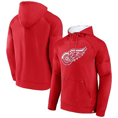 Men's Fanatics Red Detroit Red Wings Iconic Defender Raglan Pullover Hoodie